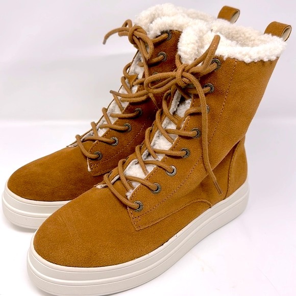 J/SLIDES Torrie Cognac Waterproof Suede Hi Top - Picture 6 of 16